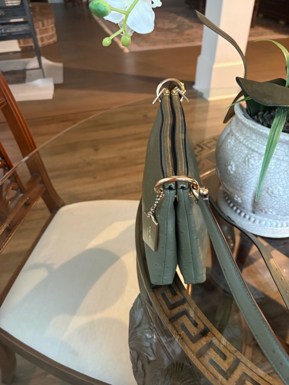 💚💚COACH MIA SAGE GREEN OSTRICH EMBOSSED LEATHER CROSSBODY BAG!💚💚 - Picture 3 of 8